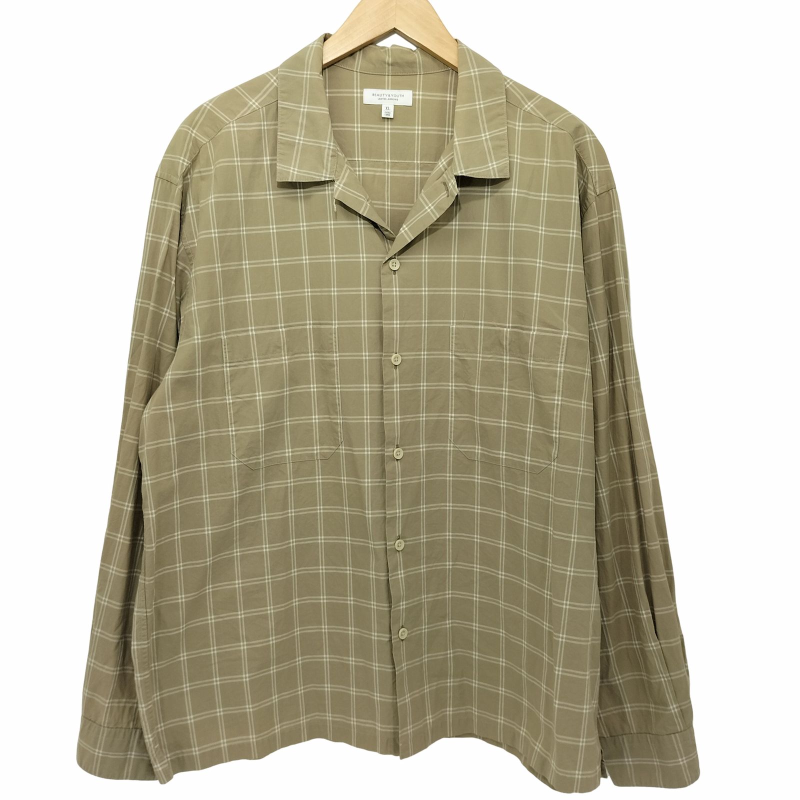 ビューティーアンドユースユナイテッドアローズ BEAUTY u0026 YOUTH UNITED ARROWS 2018 BY タイプライター チェック ワイドフォルム シャツ メンズ JPN：XL 
