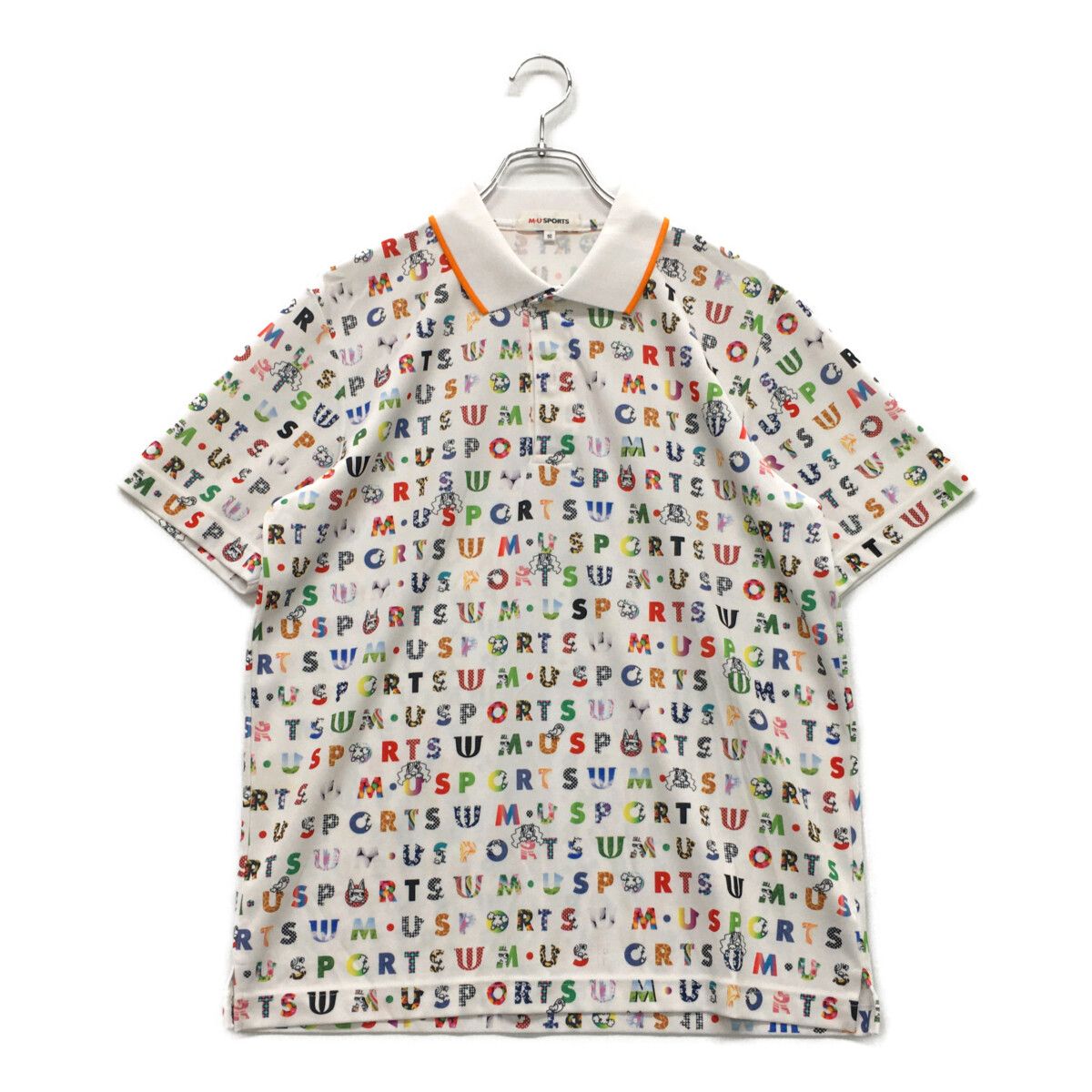 coco 中古 エムユースポーツ MU SPORTS メンズ 半袖ポロシャツ 50(L) 白×カラフル ホワイト ロゴ 中古 メンズ エムユースポーツ MU SPORTS 半袖ポロシャツ 50(L