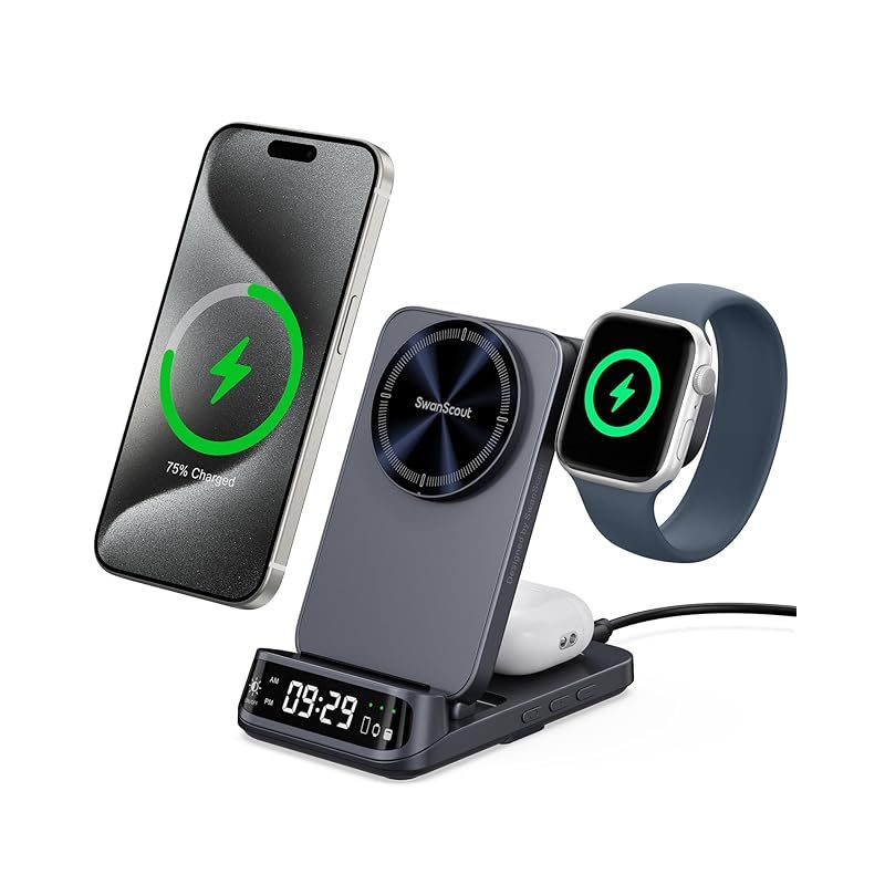 新作入荷，豊富な 3in1 ワイヤレス充電器、マグセーフ充電器、アップルウォッチ 充電器、mag-safe 充電スタンド、置くだけ充電、マグネット式、折りたたみ式、iPhone 16/15/14/13/12 シリーズに対応、 Apple Watchに対応 電源アダプター・充電器