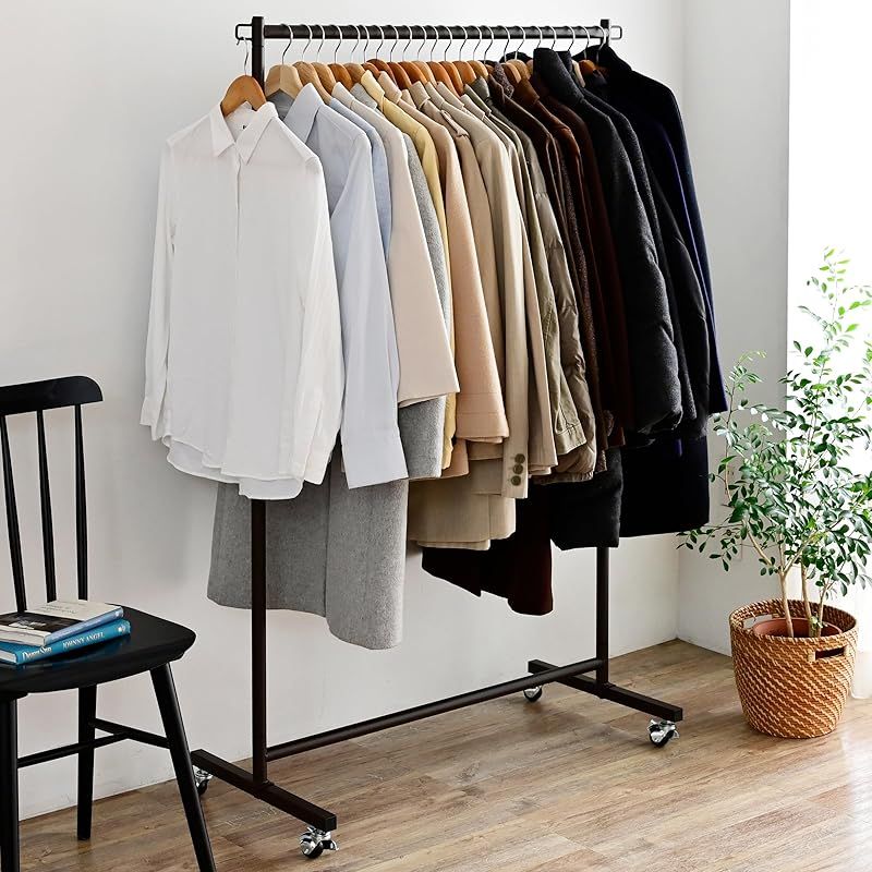 山善(YAMAZEN) ハンガーラック 頑丈 カバー付き (カーテン付属) 2段