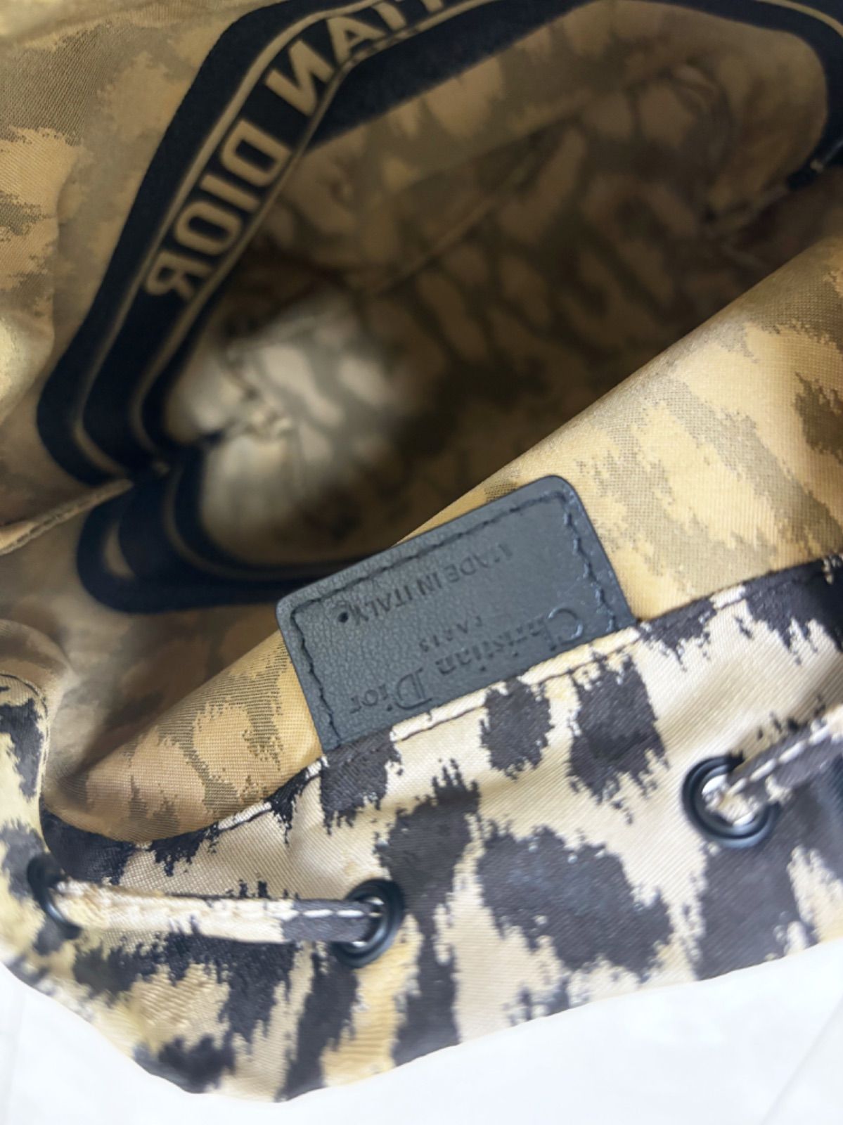ChristianDior ディオール ポーチ 巾着 レオパード 豹柄 ロゴ ナイロン