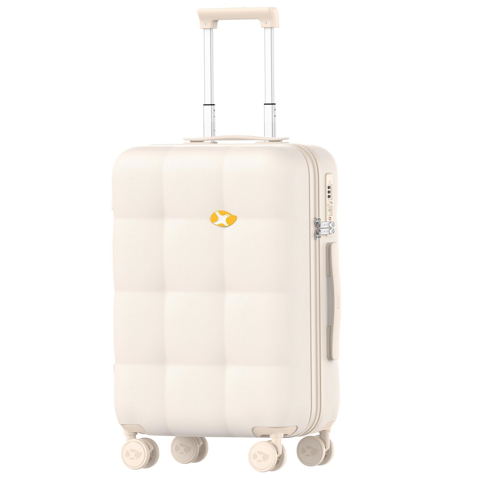 旅行 ファスナータイプ ビジネス TSAロック ダブルキャスター 出張 静音 耐衝撃 フック機能 ベージュ 超軽量 可愛い Sサイズ キャリーバッグ 機内持ち込み スーツケース 45L|1~4泊向き キャリーケース MGOB