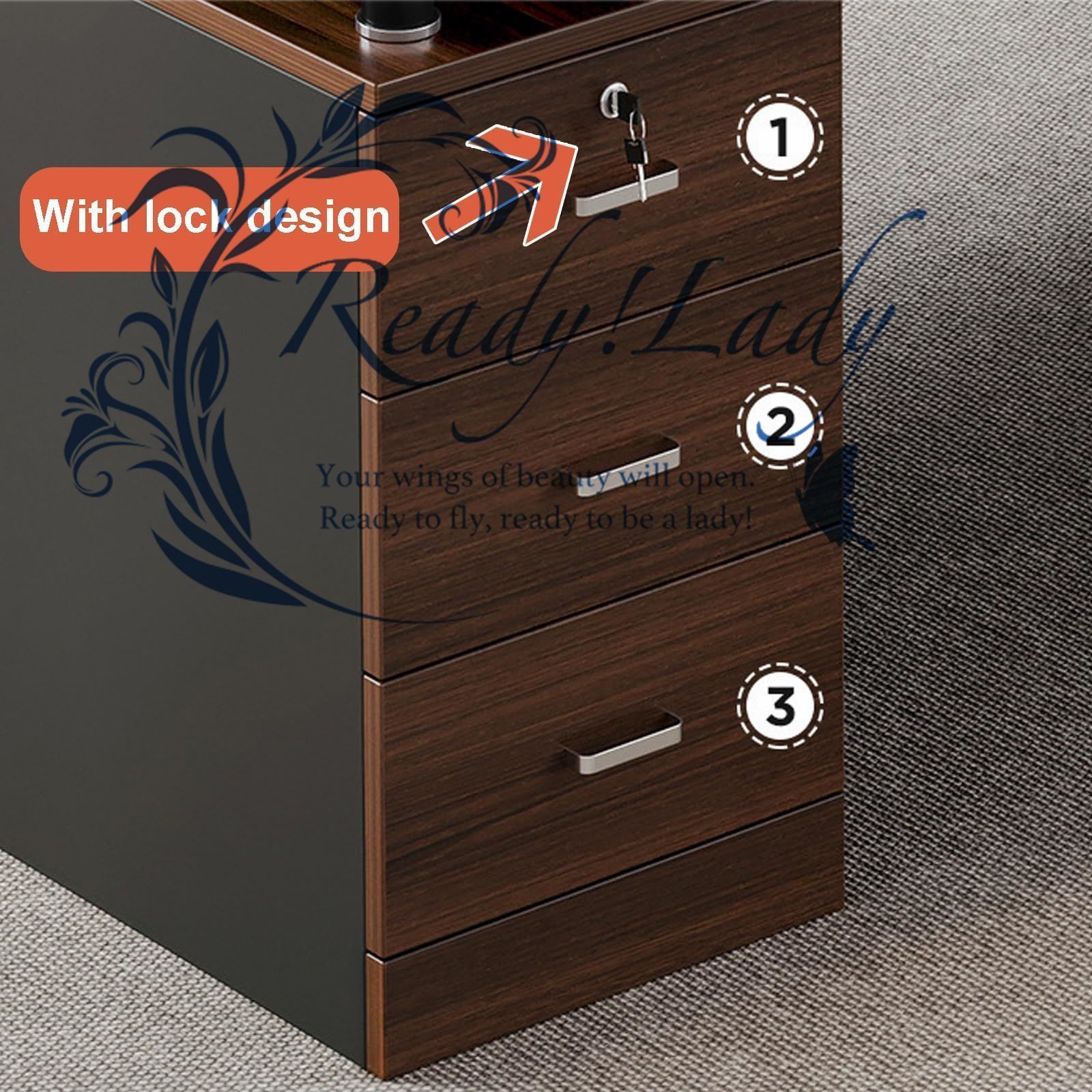 引き出し付き大型オフィスデスクコンピュータデスク