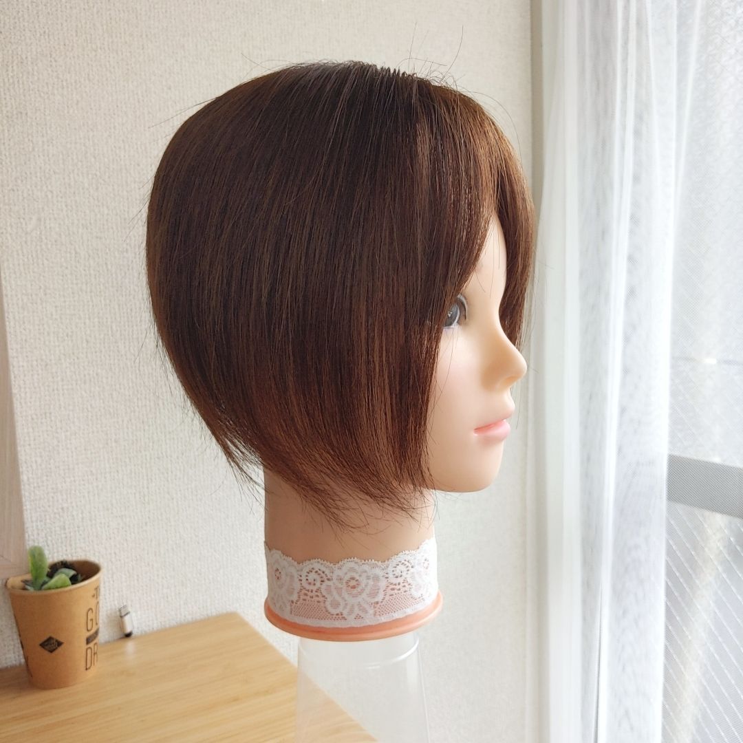 ☆人毛レミー100%ヘアピース☆ブラウン11×12☆20cm☆全面リアル植毛 部-