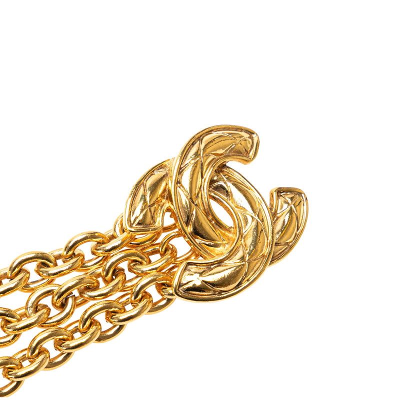【美品】CHANEL マトラッセ チェーンベルト ゴールド レディース ロゴ シャネル マトラッセ ココマーク 3連 チェーンベルト ゴールド