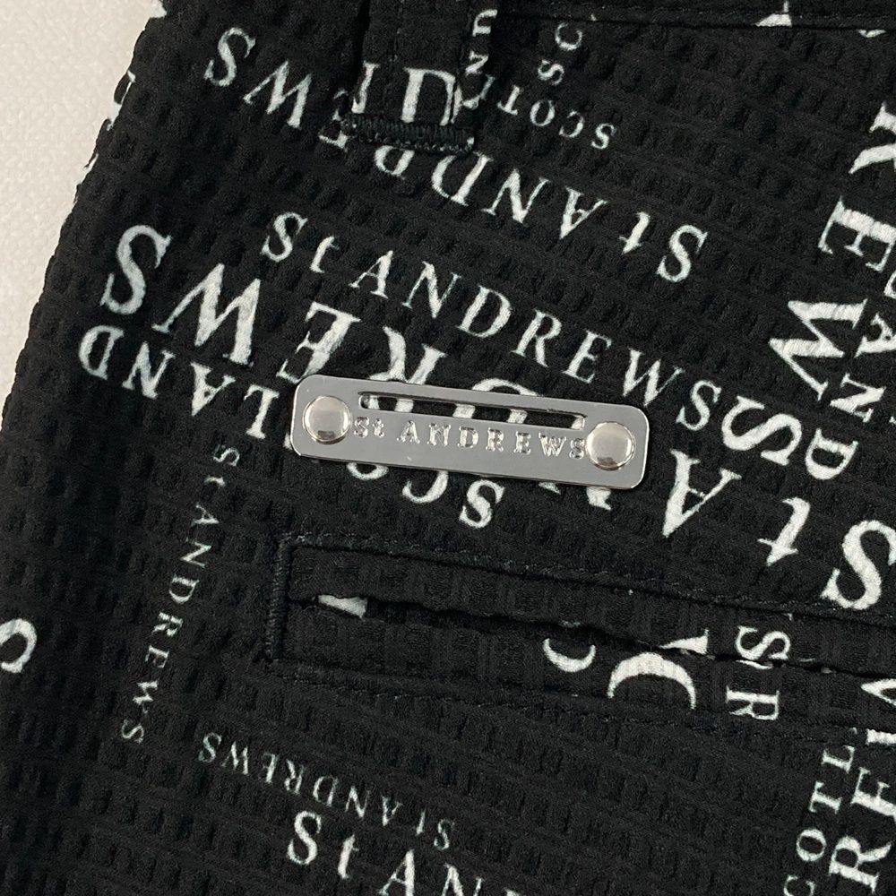 サイズ L ST ANDREWS セントアンドリュース モデル クロップドパンツ シアサッカー ロゴ 総柄 ブラック系 240101539499 ゴルフウェア レディース ストスト LLC-HASEGAWATOSO_COM