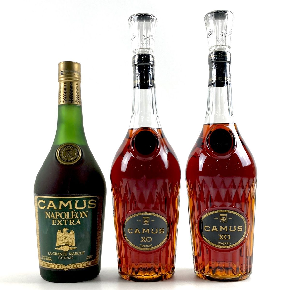 3本 カミュ CAMUS ナポレオン エクストラ ラ グランマルキ グリーンラベル XO ロングネック 700ml ブランデー セット 古酒