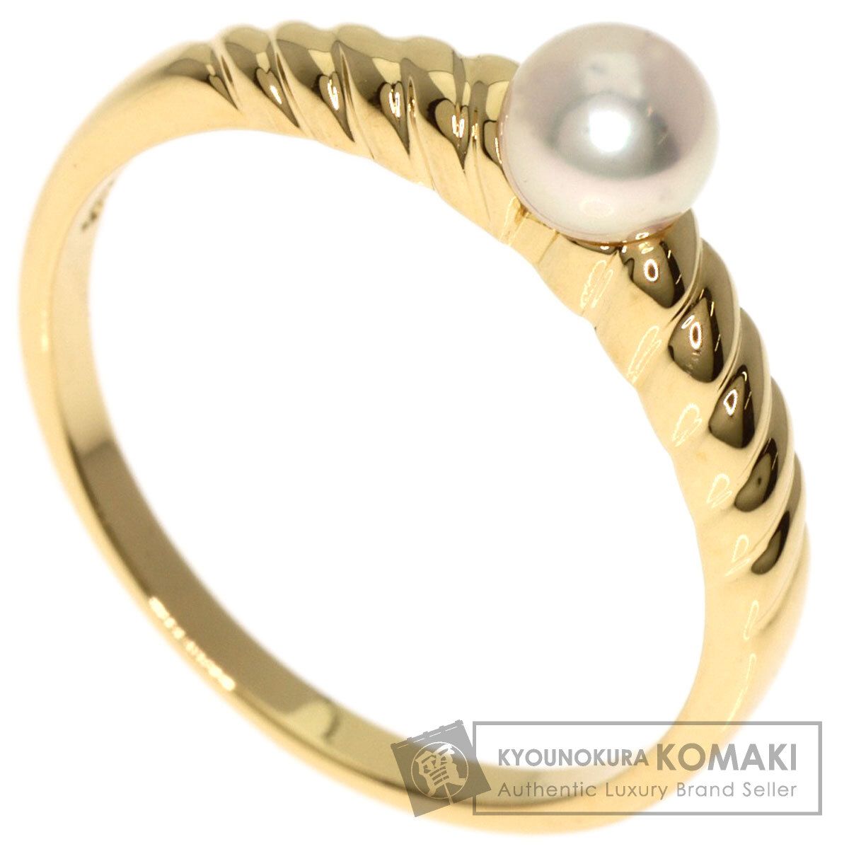 MIKIMOTO ミキモト ベビーパール 真珠 ツイスト リング 指輪 K18YG レディース