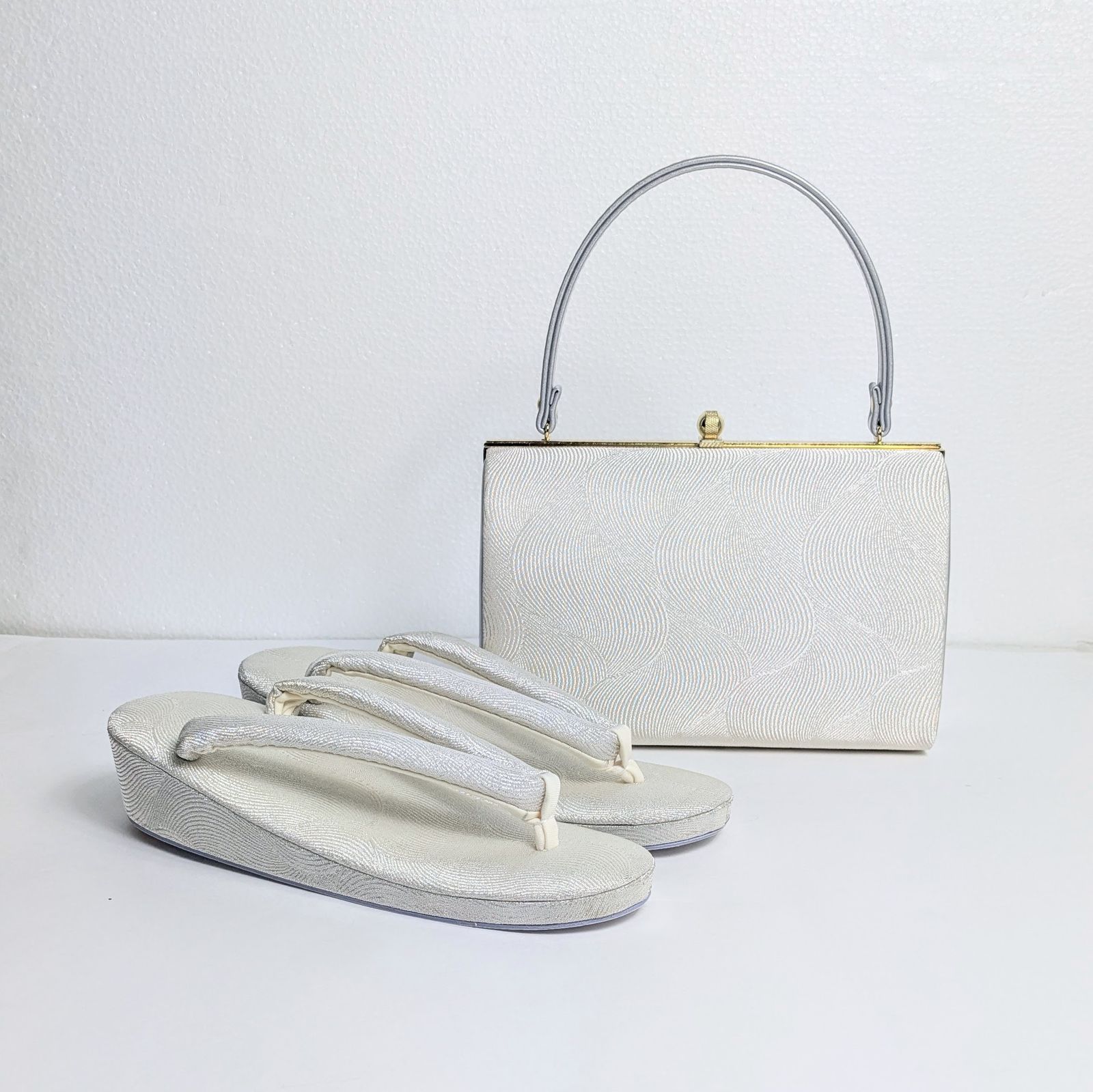 和装 草履バッグセット フォーマル 帯地 シルバー M/Lサイズ 和装 草履バッグセット フォーマル 帯地 シルバー M/Lサイズ