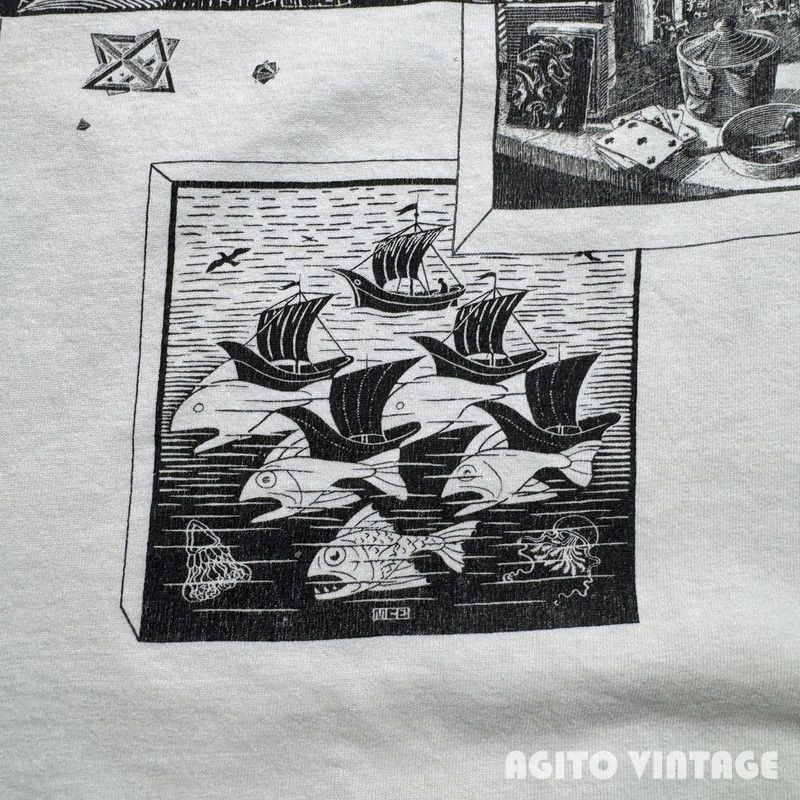90's ANDAZIA M.C.ESCHER エッシャー 騙し絵 アートTee マルチプリント