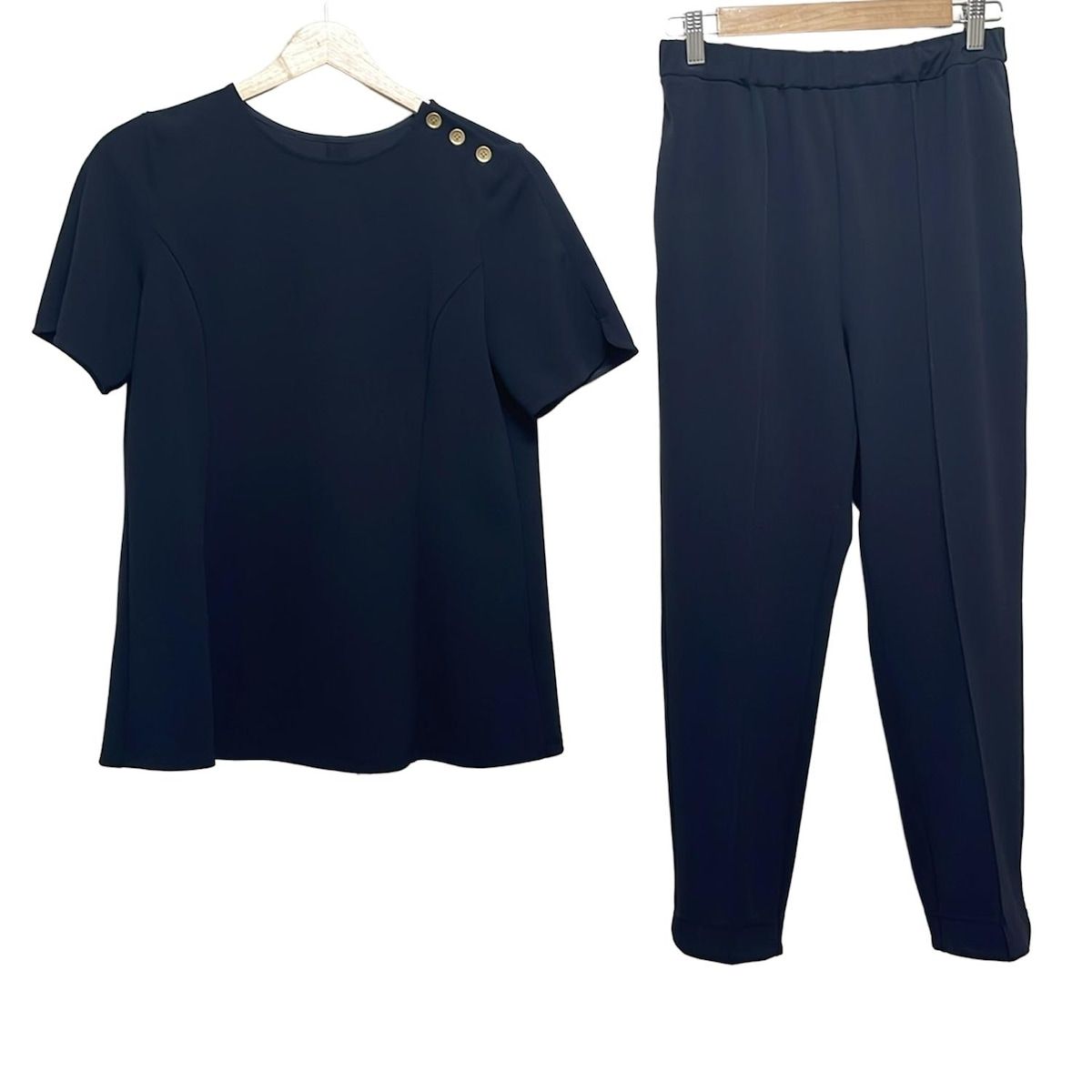 ブルーレーベルクレストブリッジ レディースパンツセットアップ レディース - 黒×ダークネイビー×マルチ チェック柄|ウエストゴム