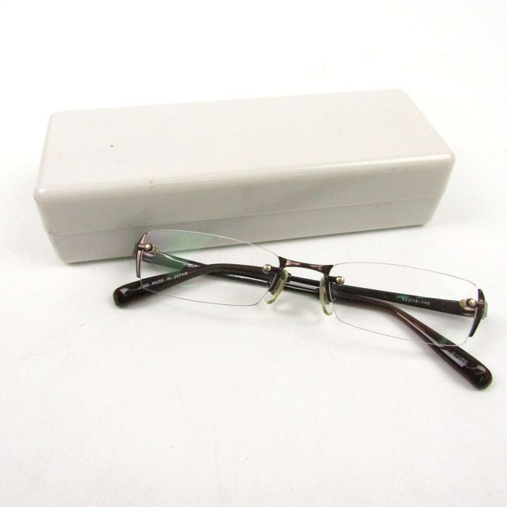 プラスミックス メガネ PX-13339 眼鏡 度無 リムレス ブランド アイウェア メンズ 52□18-140サイズ ブラウン Plusmix