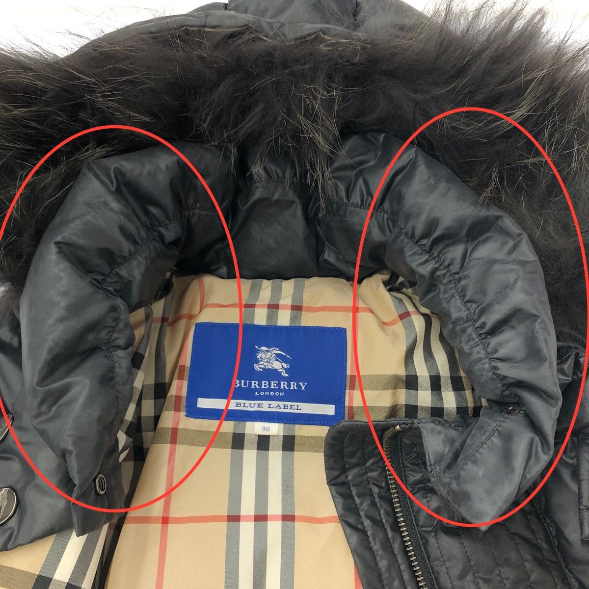 BURBERRY BLUE LABEL バーバリーブルーレーベル ラクーンファー