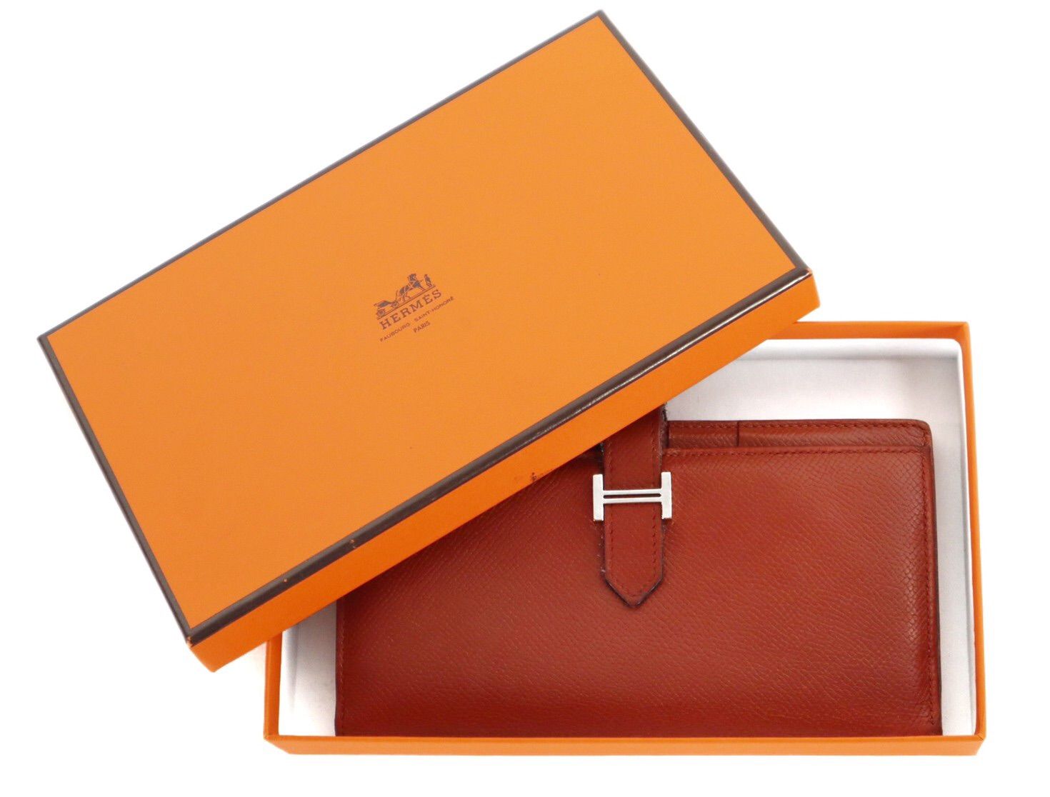 HERMES エルメス 長財布 ベアンスフレ □M刻印 ブラウン 箱付き - メルカリ