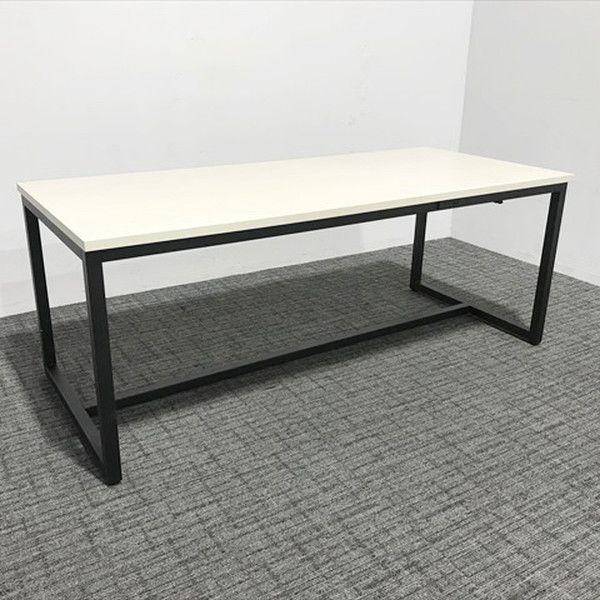 ミーティングテーブル 完成品 アスプルンド コンセント付 ブラックフレームテーブル ナチュラル 平テーブル