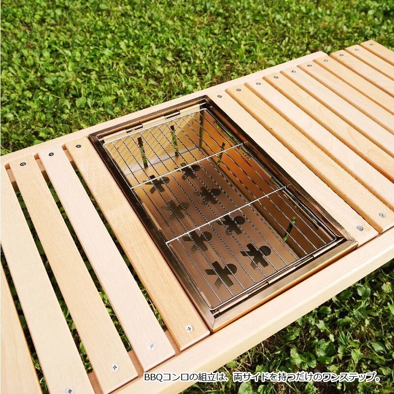 スライド式木製BBQテーブル キャンプ用品