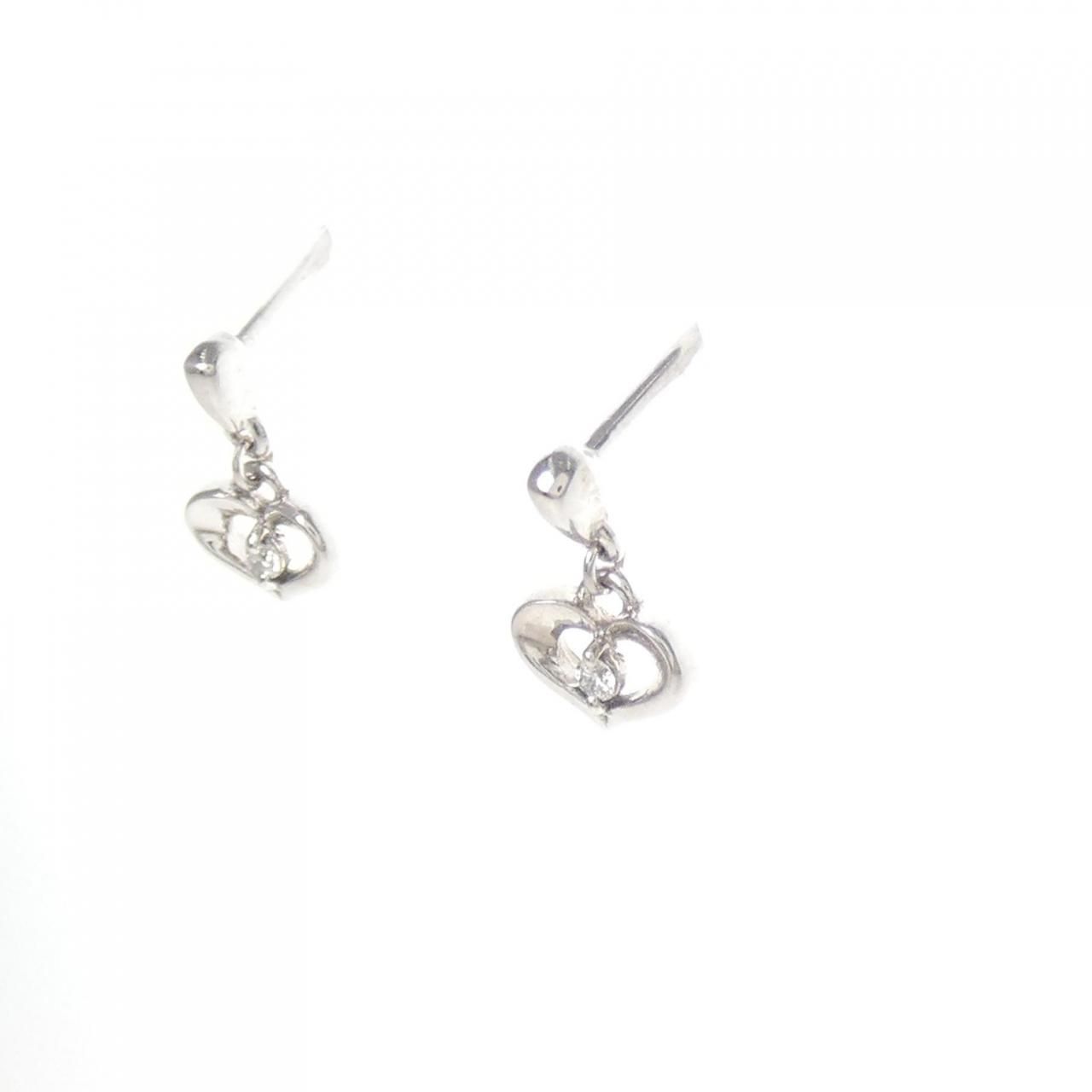 K10WG ハート ダイヤモンド ピアス 0.018CT