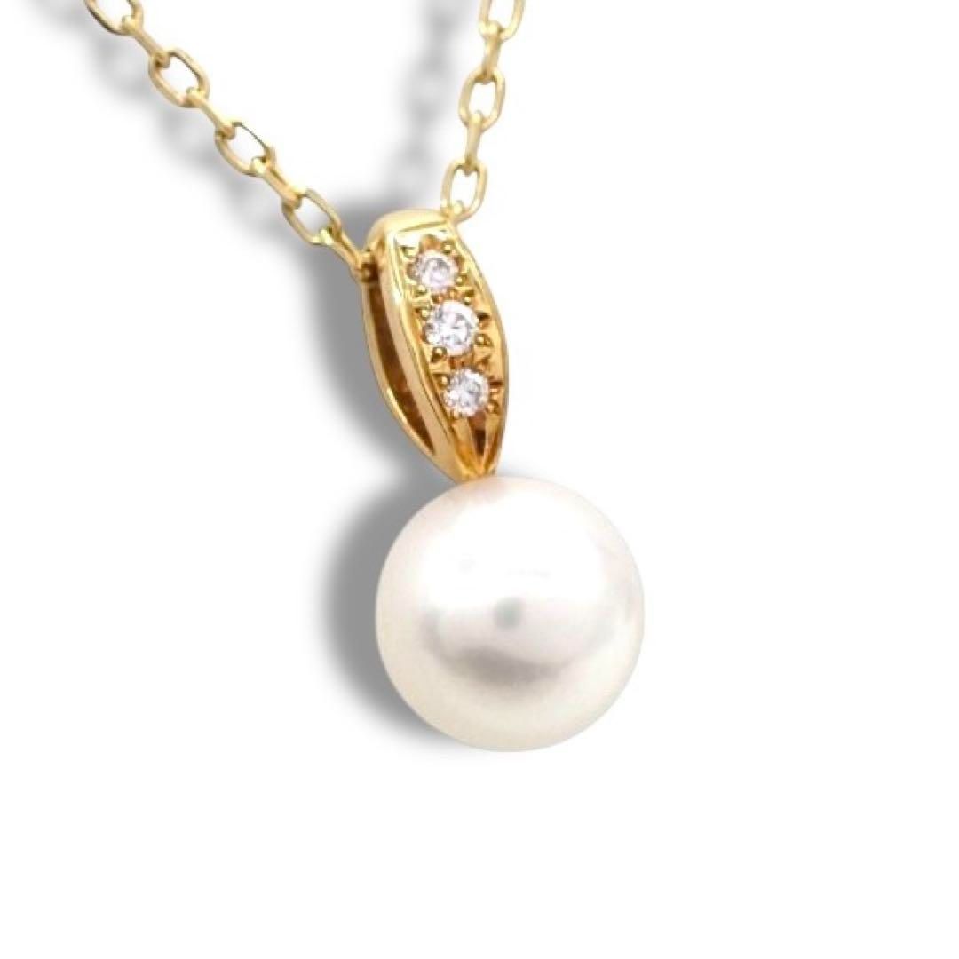 ミキモト ネックレス あこや パール 7.5mm ダイヤ K18 YG 3556 - メルカリ