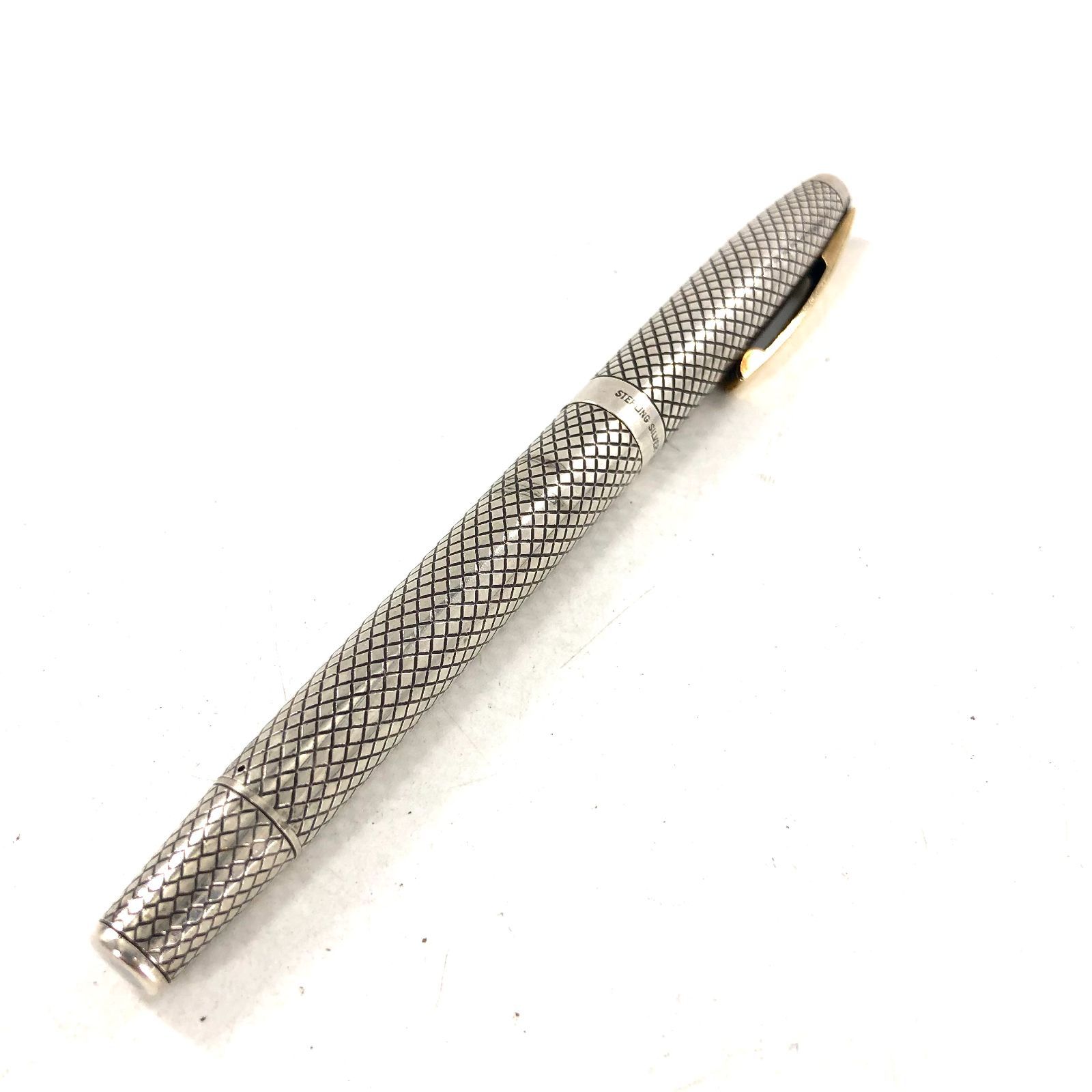 1円スタート】 SHEAFFER 万年筆 STERLING SILVER刻印有 ペン先14K 585 