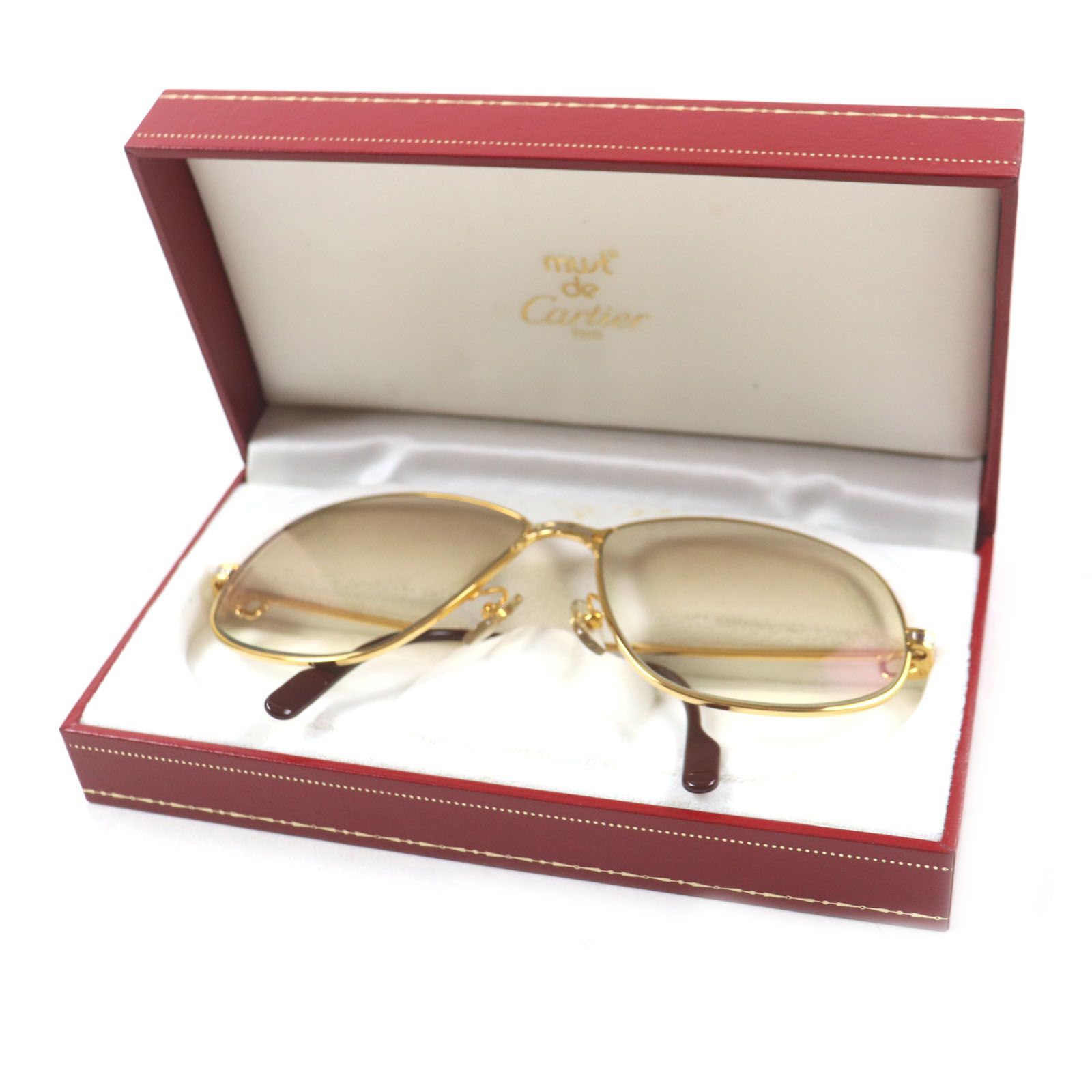 極美品▼Cartier カルティエ マイヨン パンテール ティアドロップ ロゴ金具付き グラデーションレンズ サングラス 63□16 140 ケース付き 極美品▽Cartier カルティエ マイヨン パンテール ティアドロップ ロゴ