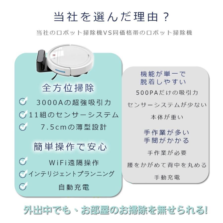 ロボット掃除機 水拭き両用 超薄型 省エネ 3000Pa強力吸引力 静音 多様