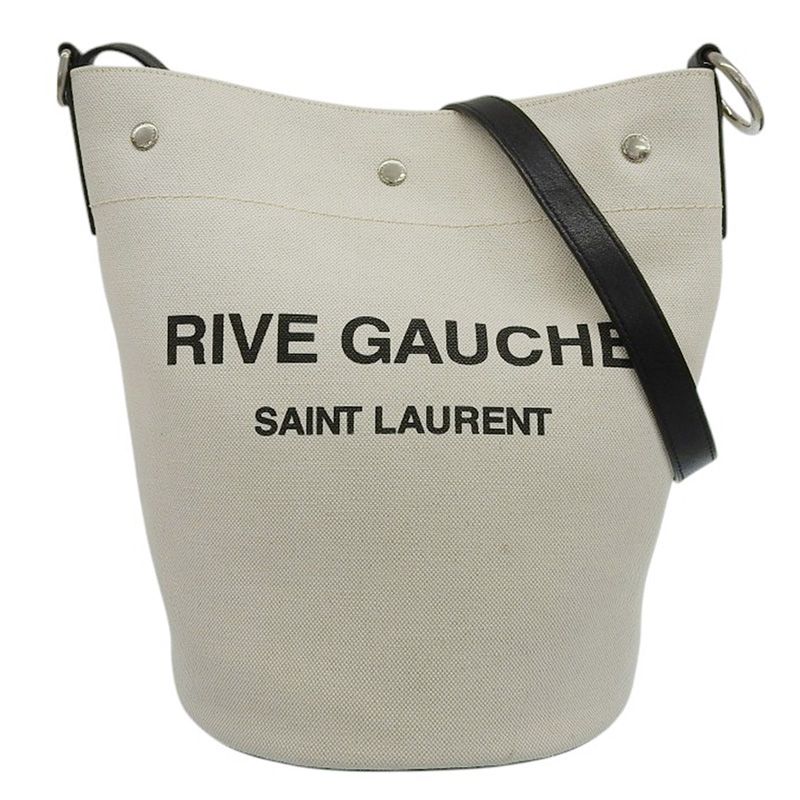 サンローラン SAINT LAURENT バケットバッグ ショルダーバッグ キャンバス|レザー ホワイト|ブラック 669299 新入荷 OB2537