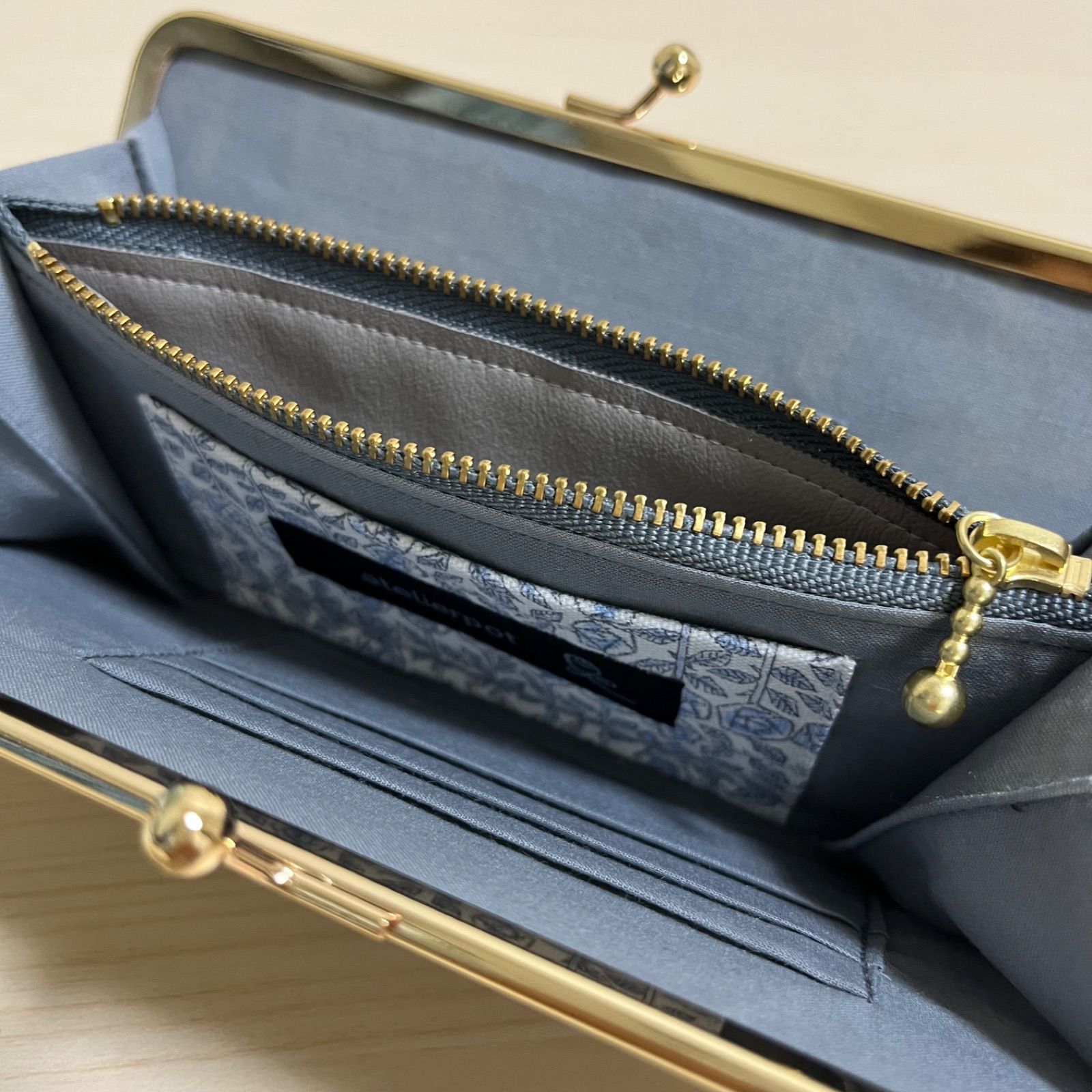 ハンドメイド　がま口長財布　ミナペルホネン　jungle relief ☆ミナペルホネン☆jungle relief yellowのがま口財布☆持手付 - メルカリ