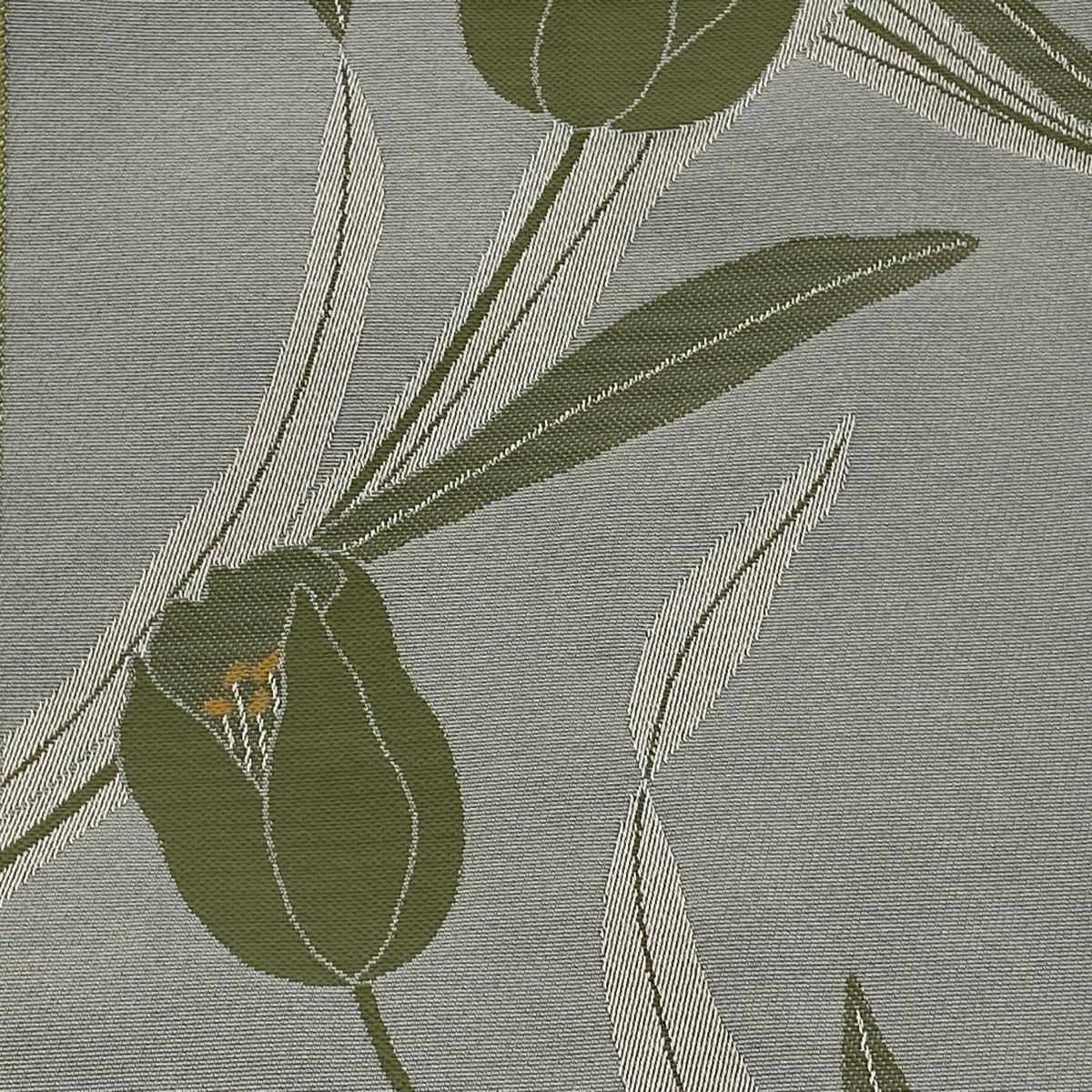 半幅帯 優品 チューリップ よもぎ色 化繊