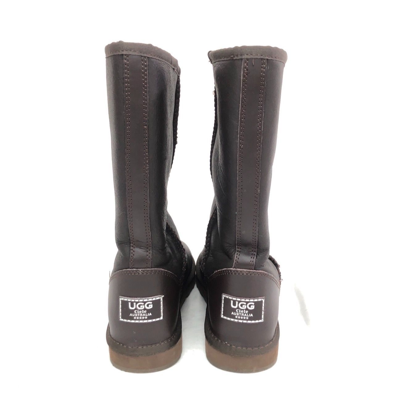 良品 UGG アグ 24㎝ ムートンロングブーツ ブラウン S/N5815 良品 UGG アグ 24㎝ ムートンロングブーツ ブラウン S/N5815