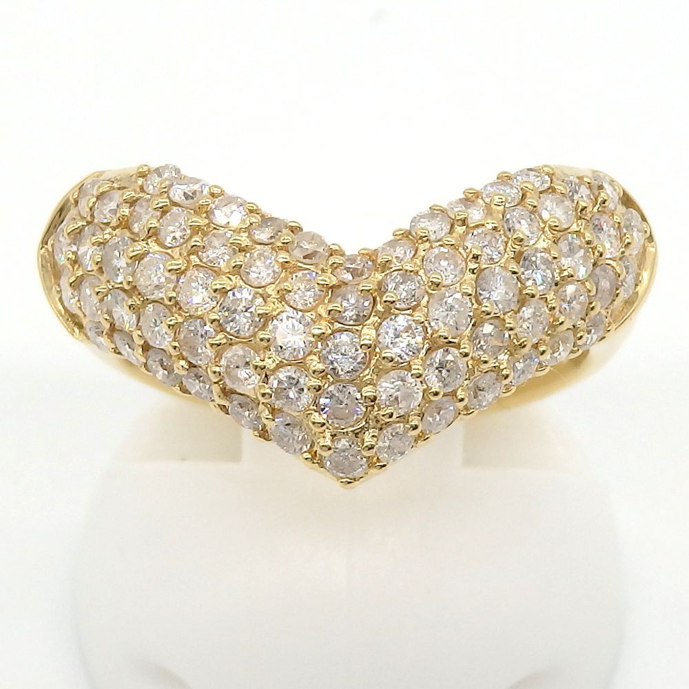 K18 ゴールド ダイヤモンド 1.00ct V字型 指輪 中古 美品 レディース ジュエリー サイズ11号 ダイヤ リング 質屋  メルカリShops