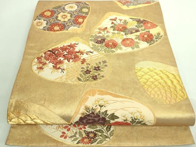 日本の文様 第5巻 唐織と厚板 限定800部／ シリアルナンバー600入り 平和屋着物◎六通柄袋帯 唐織 正倉院花文 黒地 金糸 正絹 逸品