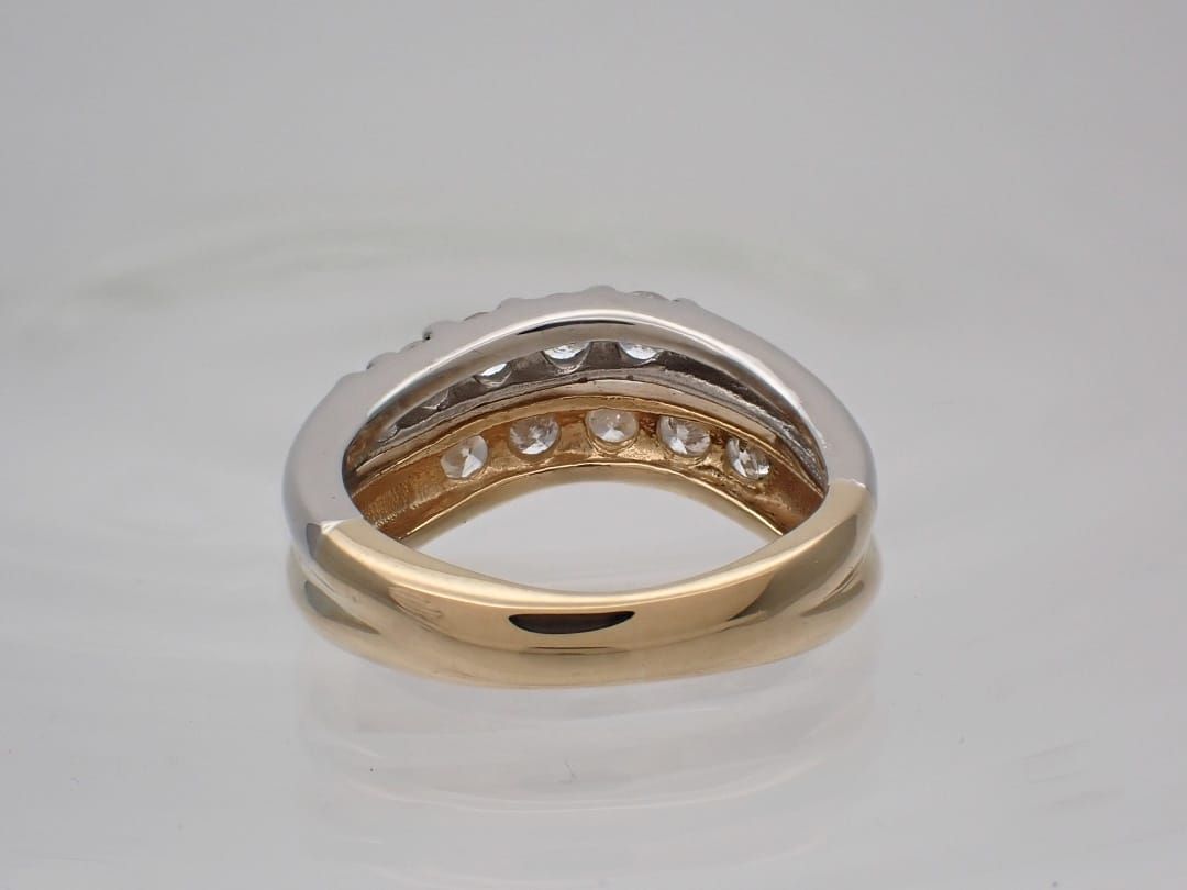 K18 Pt900 イエローゴールド プラチナ コンビ ダイヤリング 0.50ct 2号  