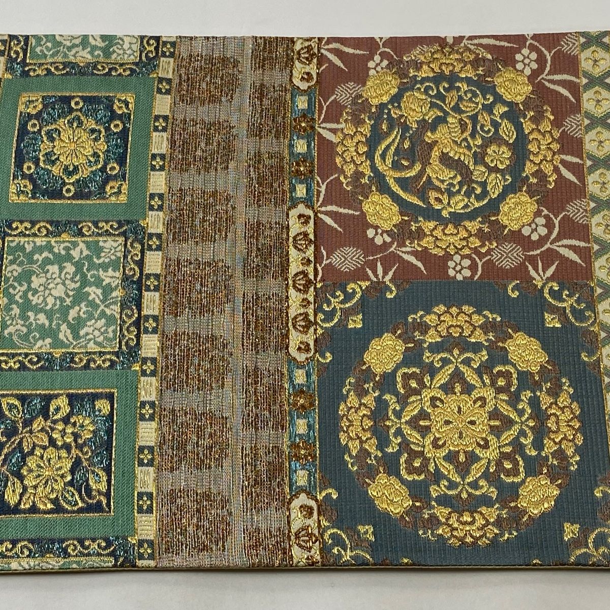袋帯 美品 秀品 華文 鳥 金糸 箔 茶色 六通 正絹 【中古