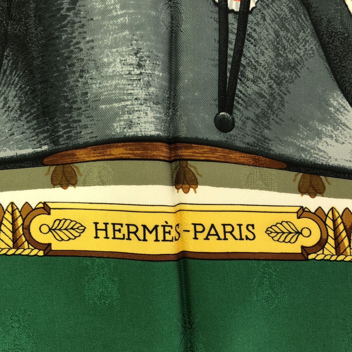 HERMES ナポレオン シルクスカーフ 90cm HERMES エルメス スカーフ カレ90 ナポレオン グリーン シルク