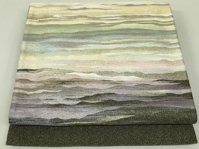 平和屋着物□爪掻き本綴れ 太鼓柄袋帯 霞文 金糸 正絹 逸品