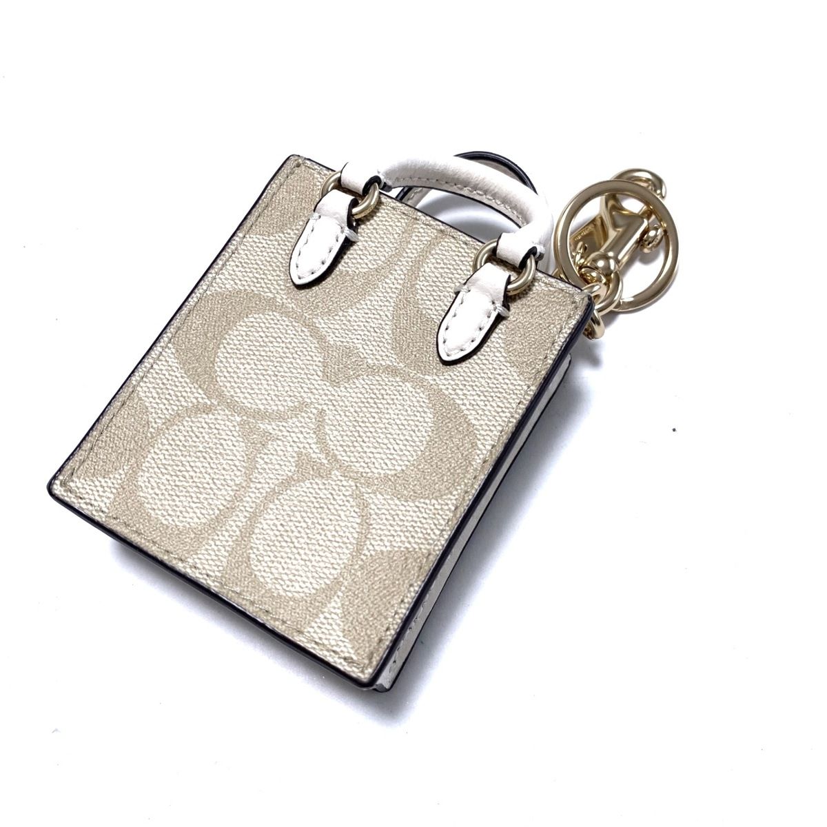 COACH コーチミニ トートバッグ チャームシグネチャー キャンバス