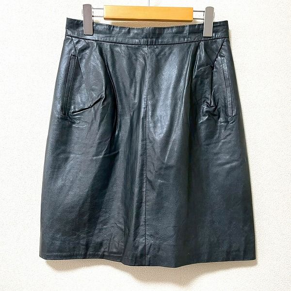 wnc ジュンコシマダ JUNKOSHIMADA 49AV スカート 40 黒 レザー 羊革 
