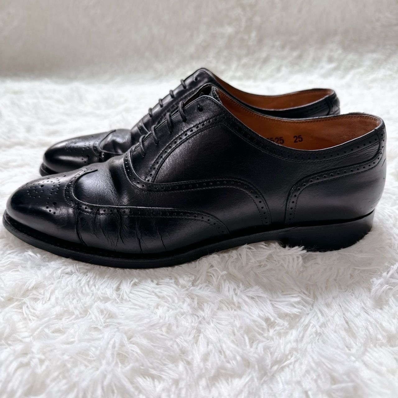 【美品】スコッチグレイン ウイングチップ F-745 ビジネスシューズ 25 黒 ビジネスシューズ 革靴 黒 スコッチグレイン 美品】スコッチグレイン