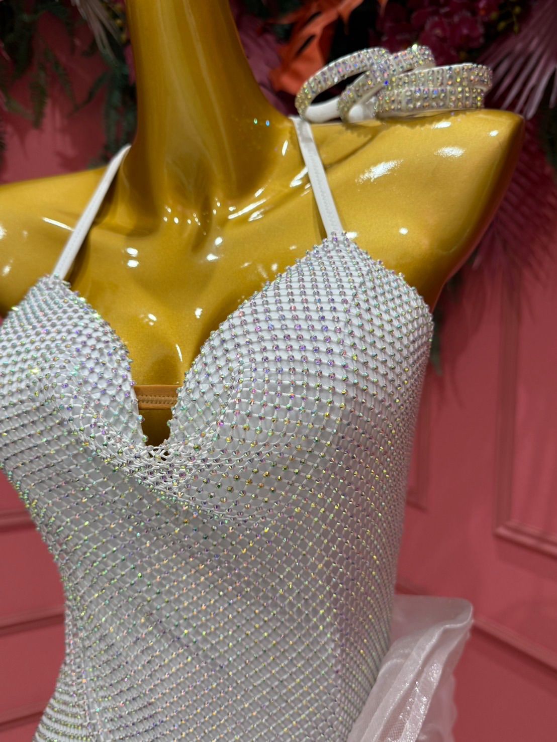 社交ダンス gentil ジャンティ authentic ラテン ワンピース トライアル ドレス ホワイト 白 242347016 Sサイズ