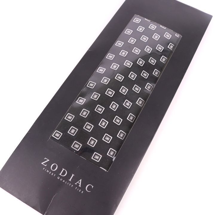 ゾディアック ブランドネクタイ スクエアドット柄 シルク 未使用品 メンズ ブラック ZODIAC 【中古】