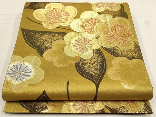 平和屋着物▽振袖用六通柄袋帯 花蝶文 金銀糸 正絹 逸品