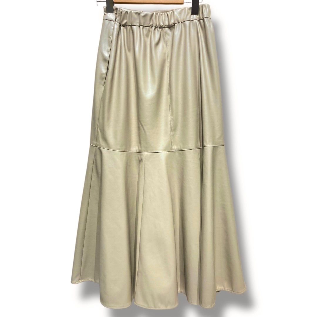 ELENDEEK CNRACCOON SKIRT エレンデック ポリエステル フェイクレザー ロングスカート 合成皮革 カジュアル 512240810401 グレージュ サイズ2 秋 recollect有明ガーデン店 23NO.00575H aco