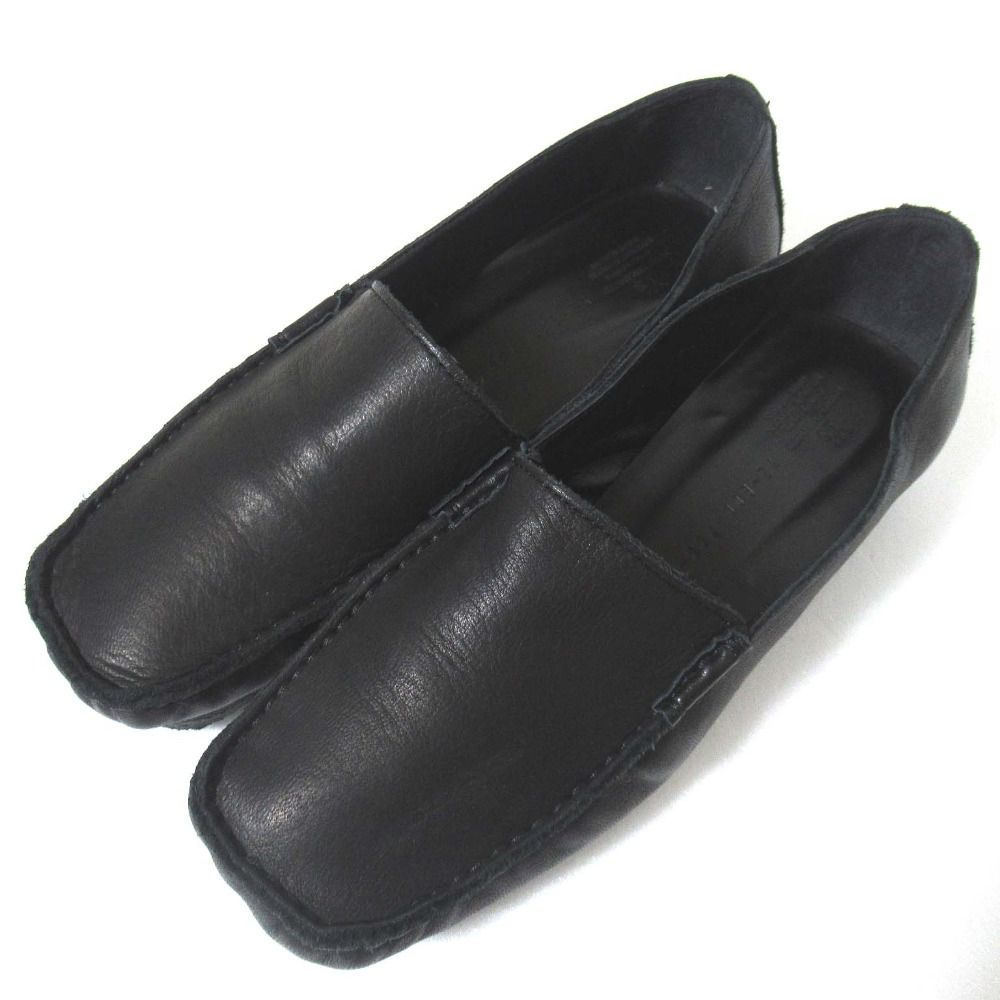 Y s Yohji Yamamoto ワイズ ヨウジヤマモト レザー スクエアトゥ スリッポン ローファー シューズ サイズ4 24cm ブラック レディース 古着