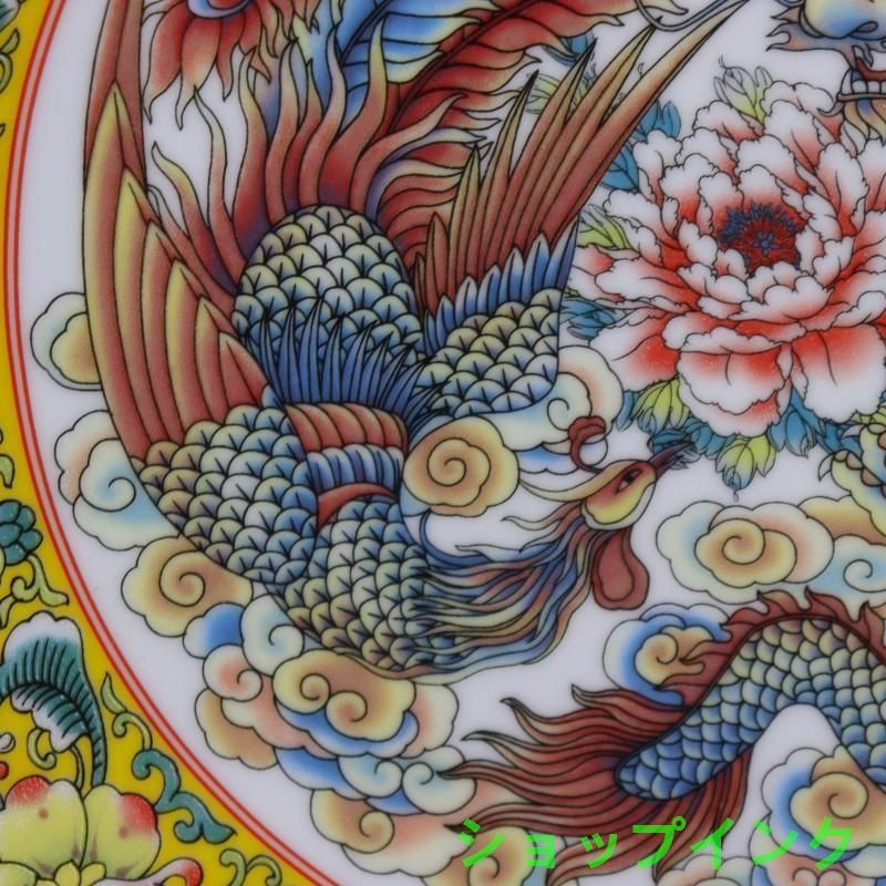 清乾隆粉彩龍鳳紋平盤賞 景徳鎮 陶磁器 装飾品 現代工芸品 美術