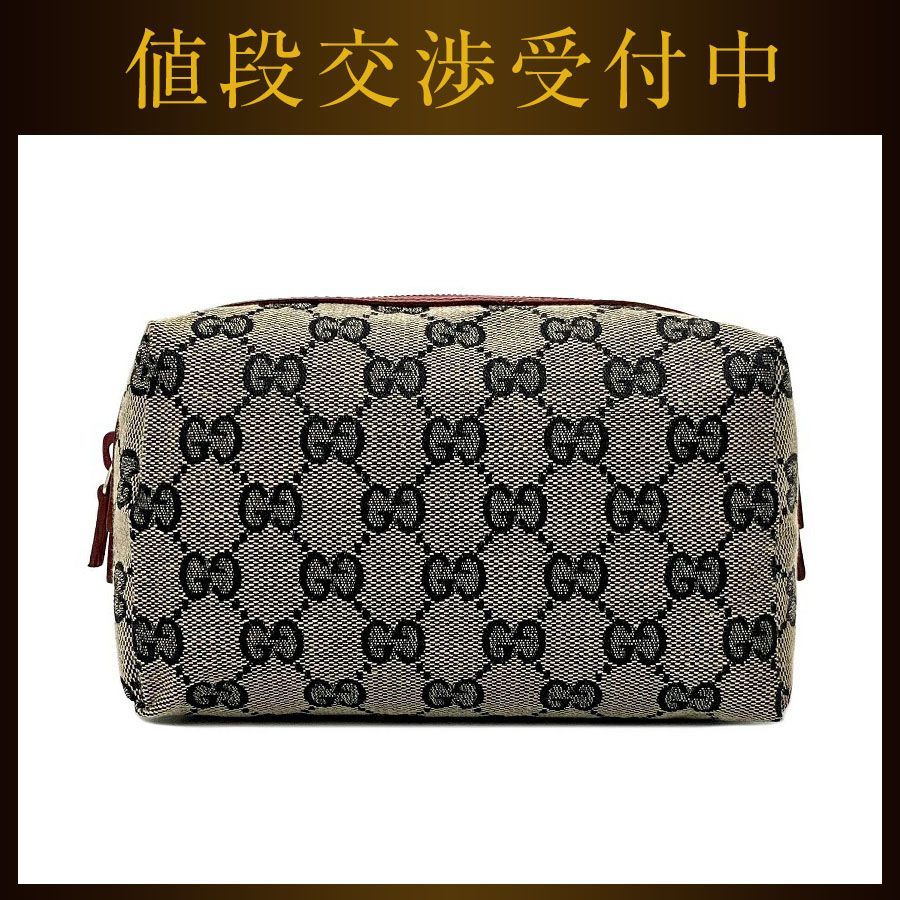 グッチ ポーチ グレー レッド ベージュ GGキャンバス 039 1117