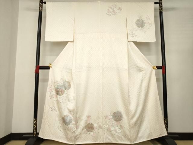 平和屋着物●訪問着　絞り　雪輪重ね花文　金銀彩　正絹　逸品　AABC6134ck 平和屋着物○訪問着 絞り 雪輪重ね花文 金銀彩 正絹 逸品 AABC6134ck