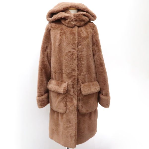 HERNO ロング ソフトコート GC000359D-12422 ボアコート #38 茶