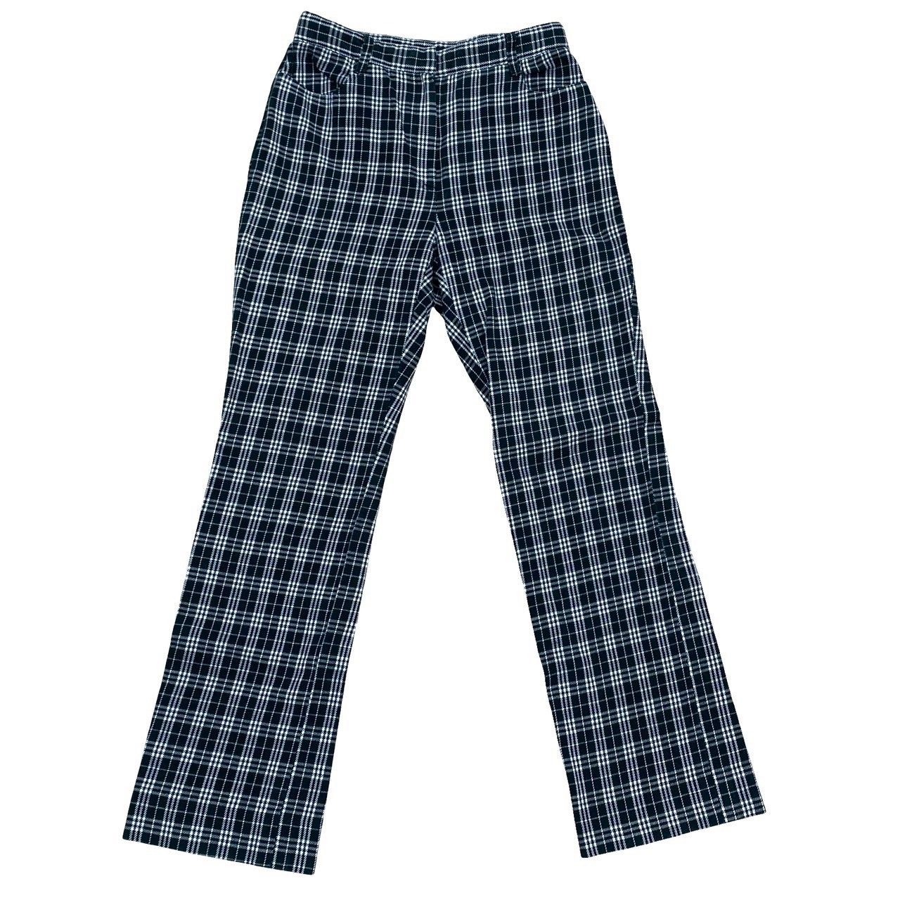 BURBERRY バーバリーロンドン コットン チェック 柄 パンツ サイズ5 スラックス ボトムス レディース ブラック 35488