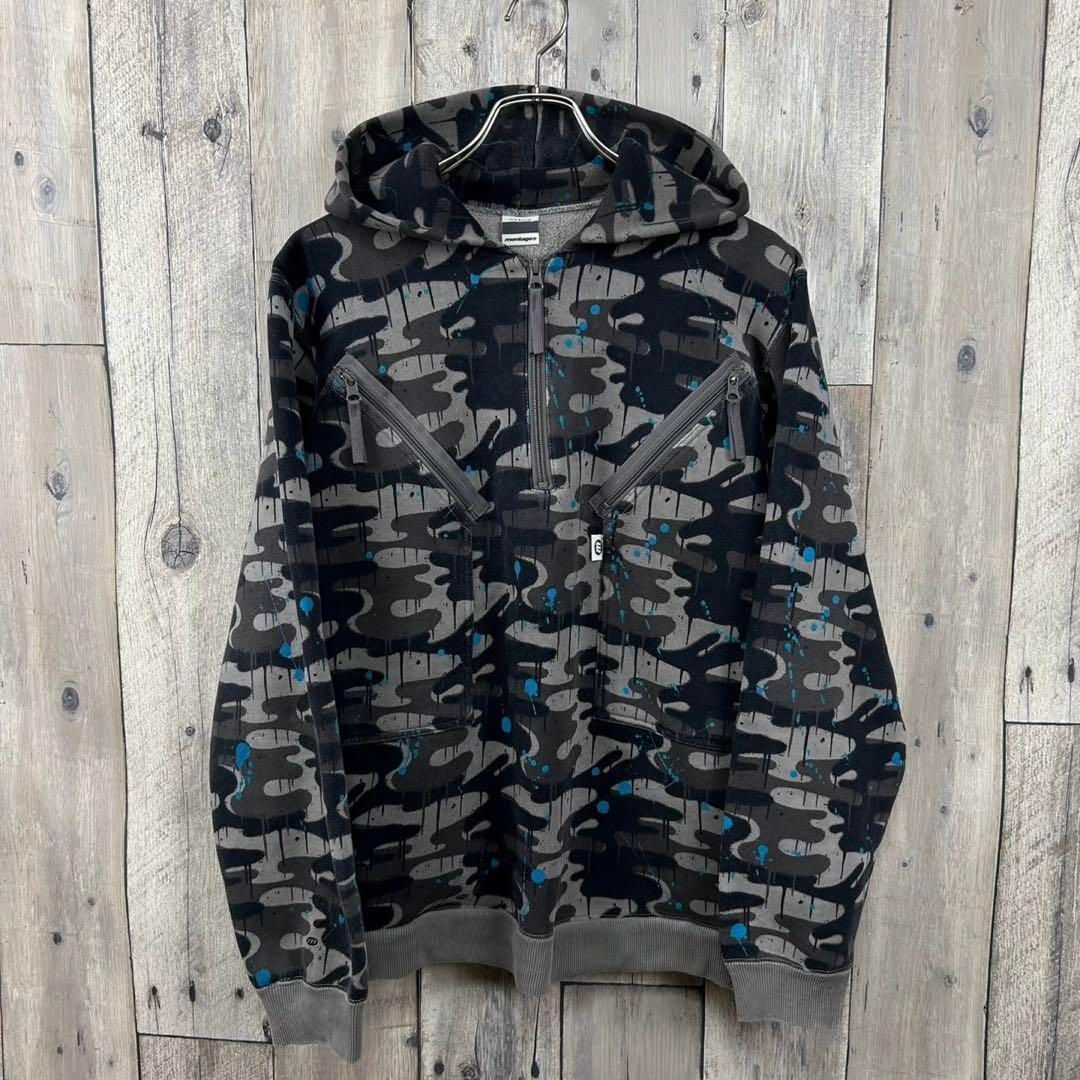 montage モンタージュ 迷彩 ハーフジップ スウェット パーカー M