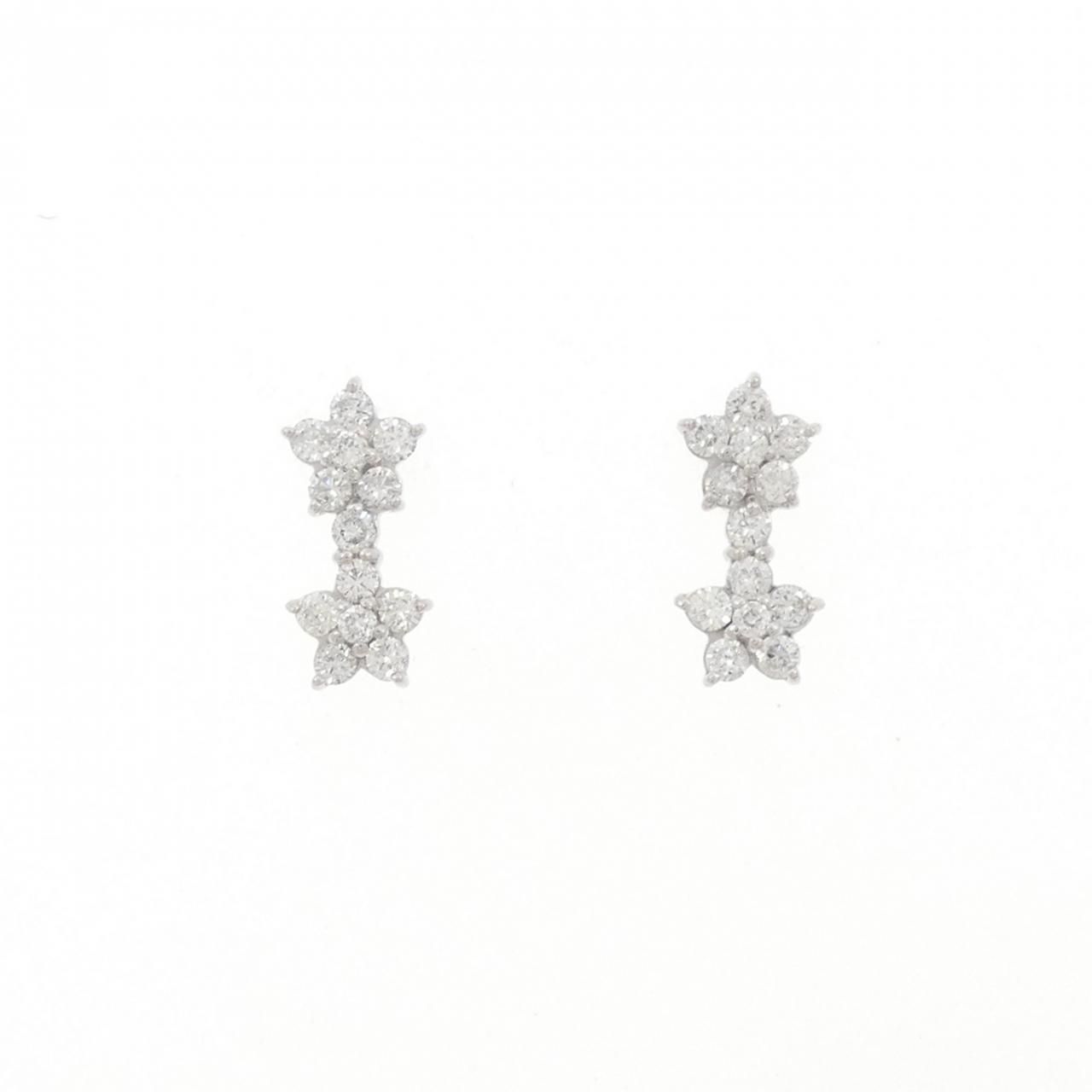 K18WG/K14WG フラワー ダイヤモンド ピアス 0.42CT - メルカリ